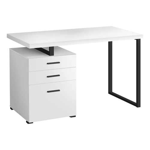 COMPUTER DESK - 48"L / WHITE / BLACK METAL / L/R FACE"