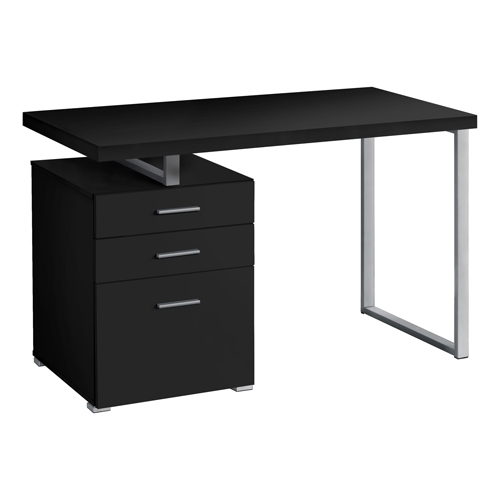 COMPUTER DESK - 48"L / BLACK / SILVER METAL / L/R FACE"