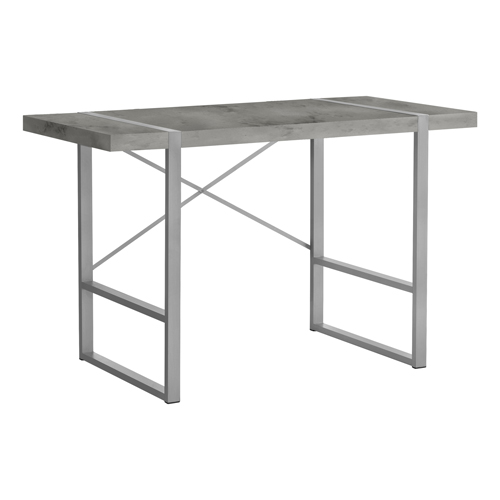 COMPUTER DESK - 48"L / GREY CONCRETE-LOOK / SILVER METAL"