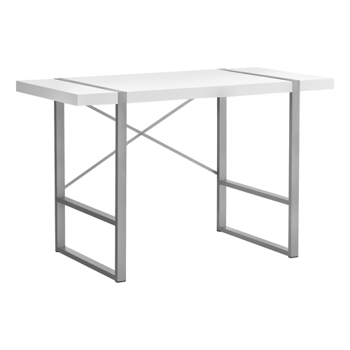 COMPUTER DESK - 48"L / WHITE / SILVER METAL"