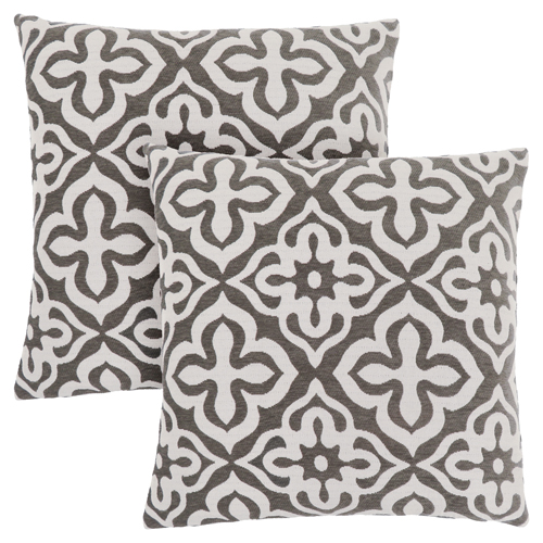 PILLOW - 18"X 18" / DARK TAUPE MOTIF DESIGN / 2PCS