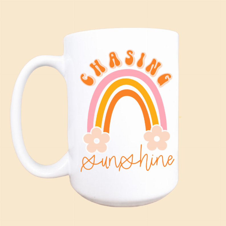 Chasing sunshine ceramic coffee mug