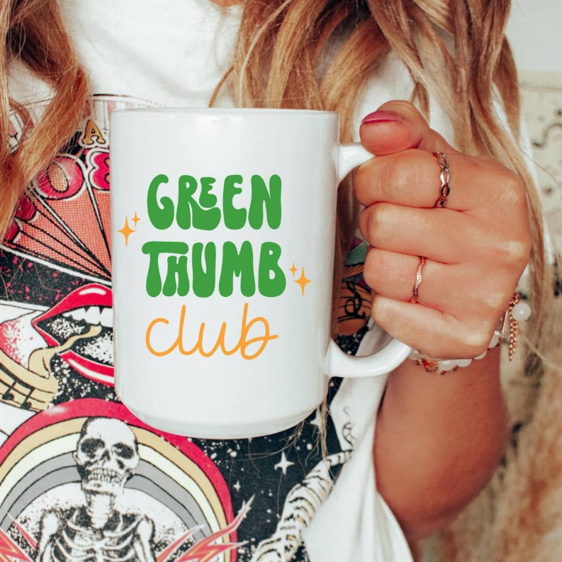 Green thumb club ceramic coffee mug