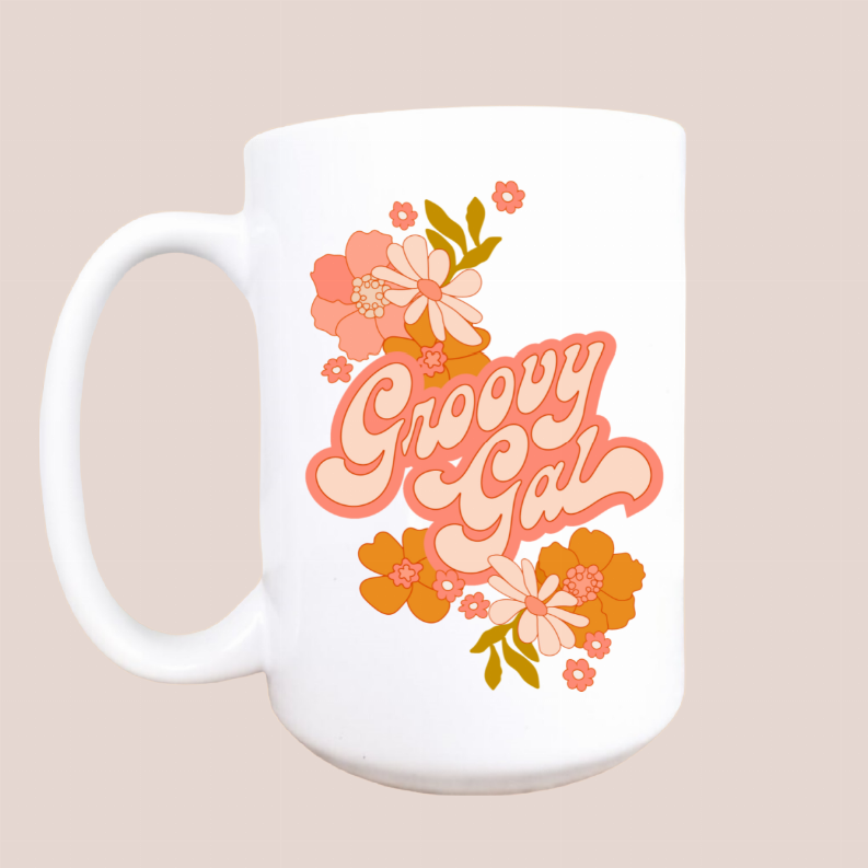 Groovy gal ceramic coffee mug