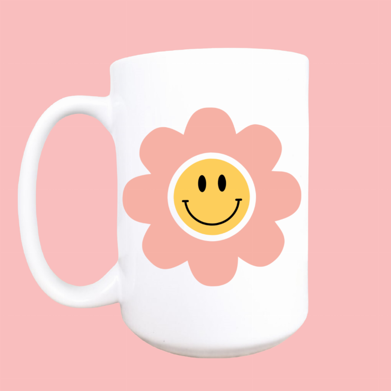 Happy daisy ceramic coffee mug