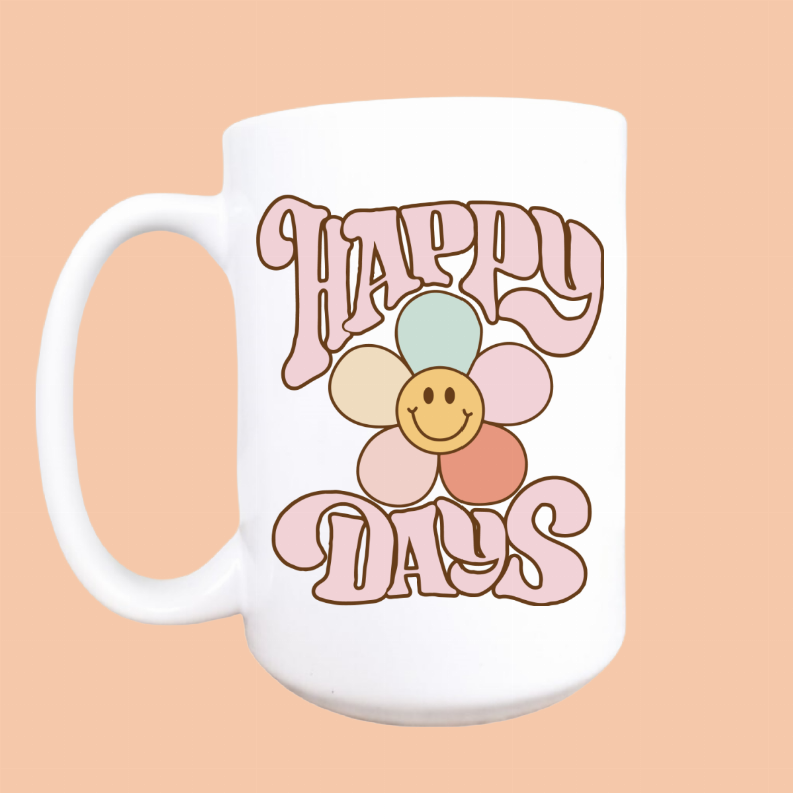 Happy days ceramic coffee mug