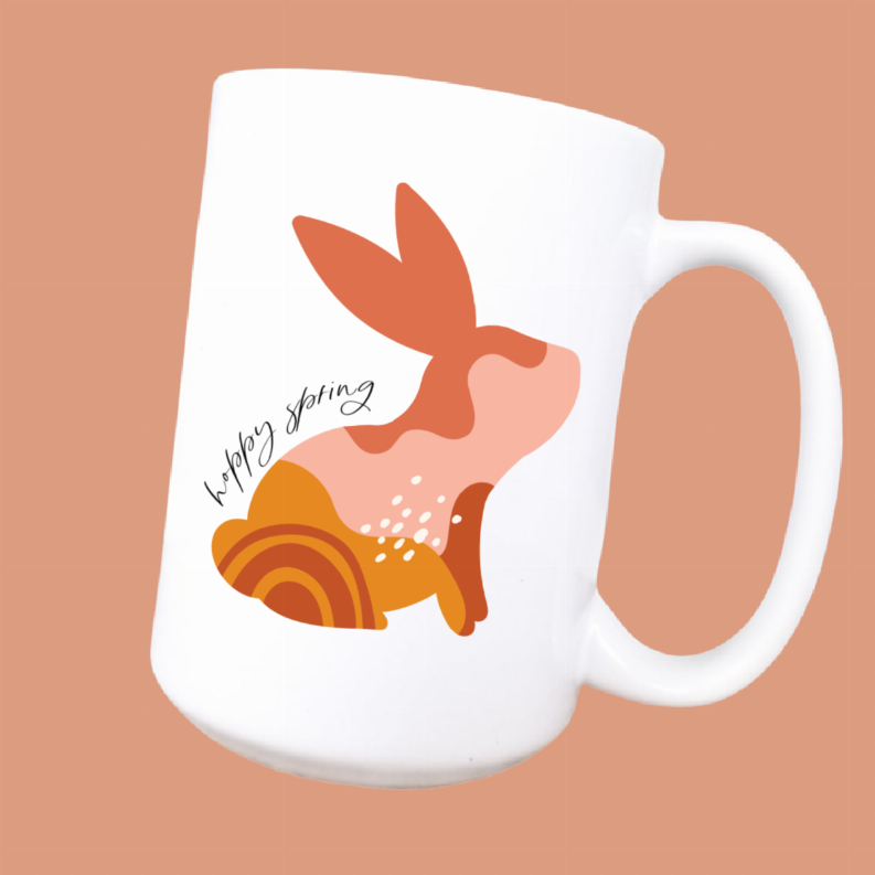 Hoppy spring ceramic coffee mug