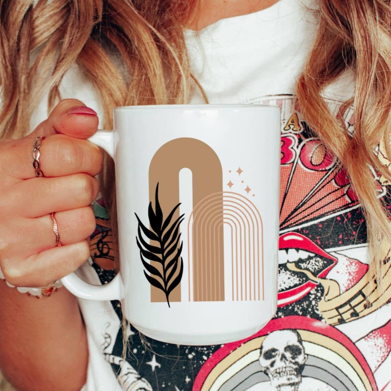 Modern boho arch ceramic coffee mug