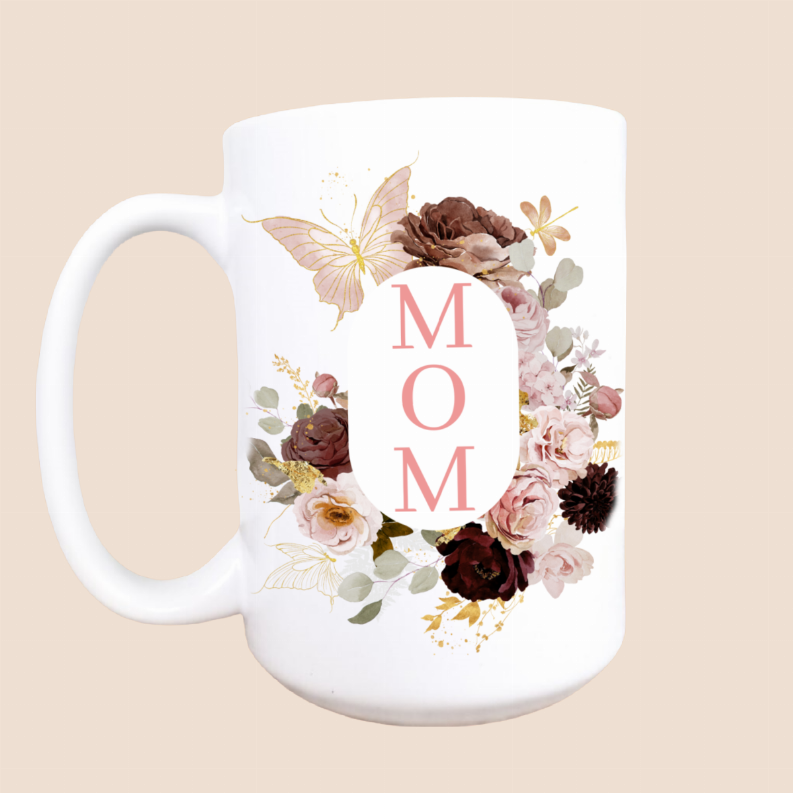 Mom floral ceramic coffee mug
