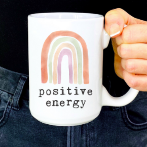 Positive energy rainbow ceramic coffee mug