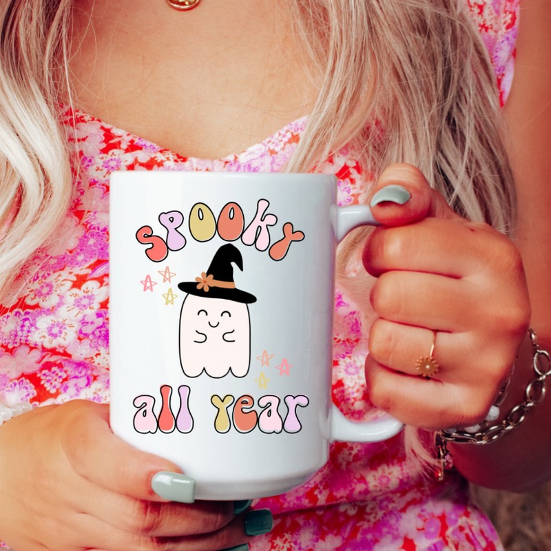 Spooky all year ceramic coffee mug