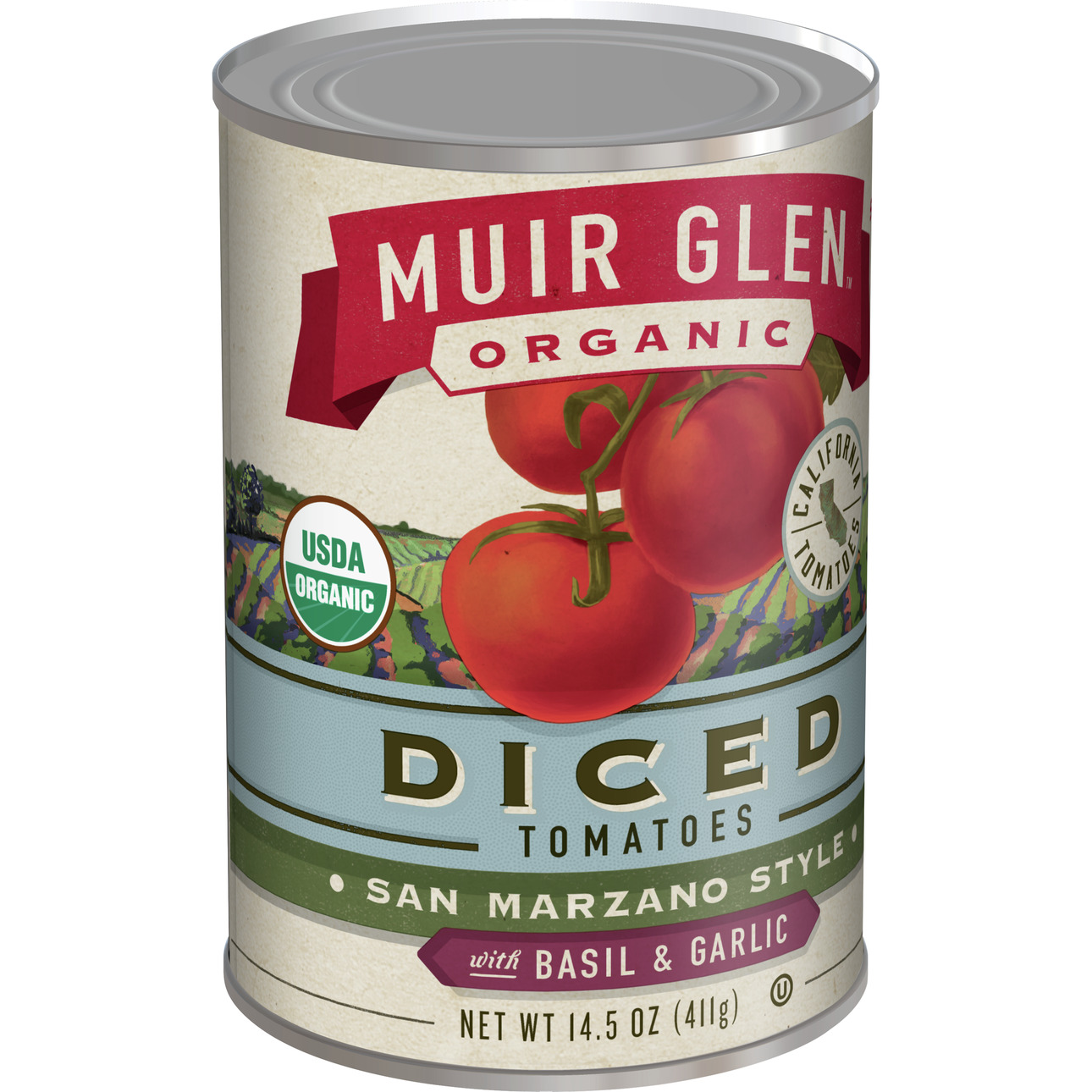 Muir Glen Diced Basil & Garlic Tomato (12x14.5 Oz)