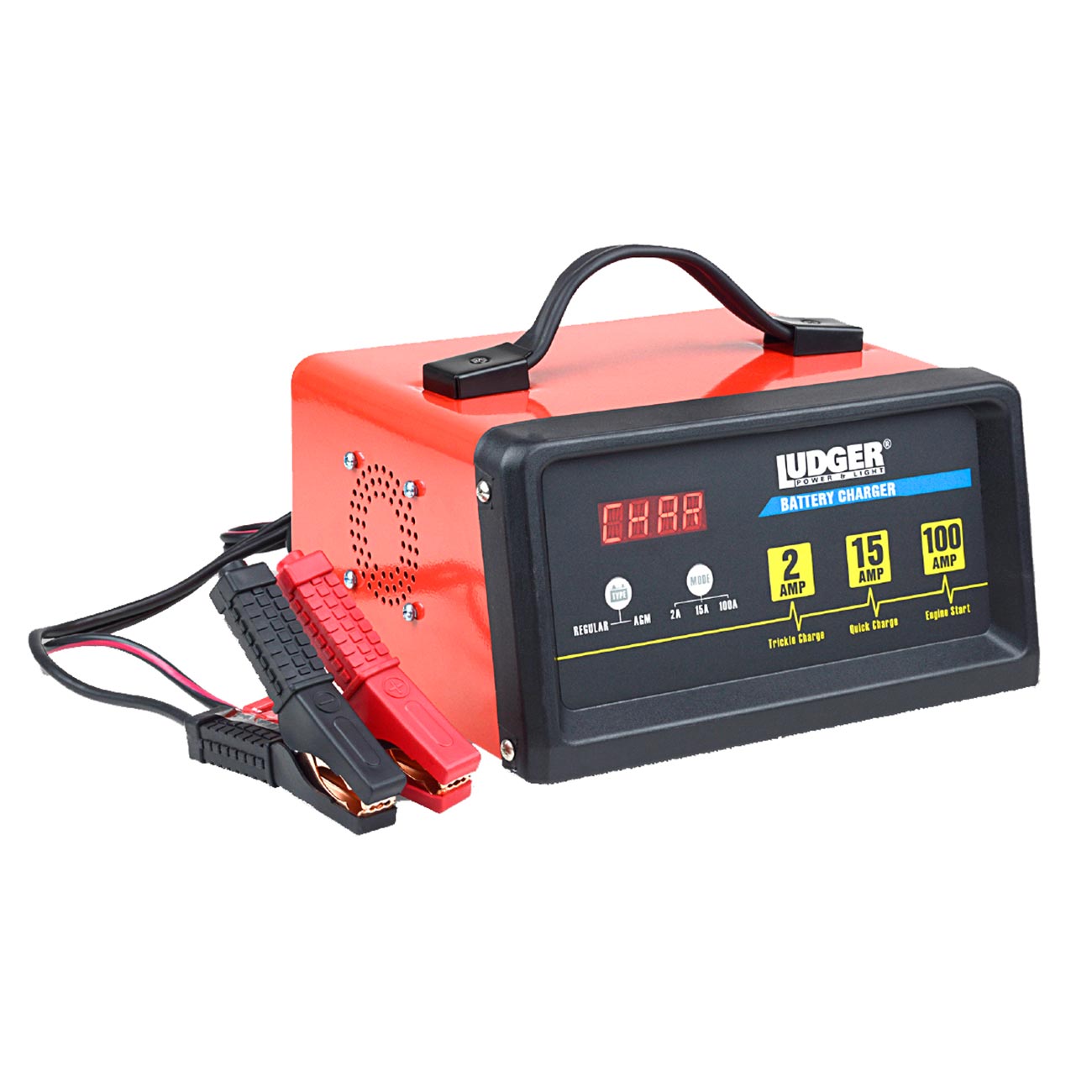 Ludger Batery Charger - 3 Modes: 12-Volt/2A 12-Volt/15A and 12-Volt/100A Engine