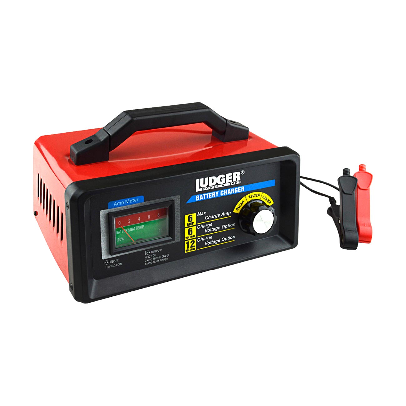 Ludger Battery Charger - 3 Modes: 12-Volt/2A 12-Volt/6A and 6-Volt/2A