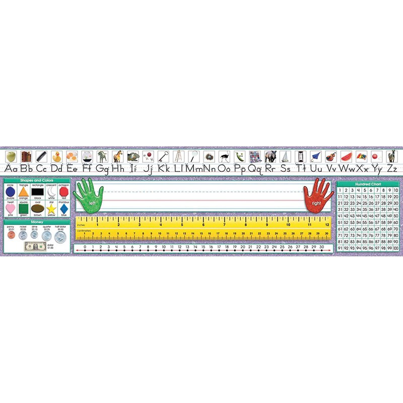 Traditional Manuscript Primary Desk Plates, 19" x 5", Pack of 36