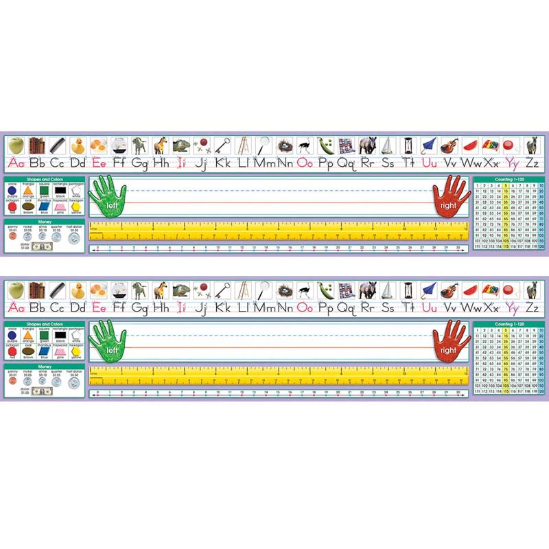 Adhesive Primary Traditional Manuscript Desk Plates, 17.5" x 4", 36 Per Pack, 2 Packs