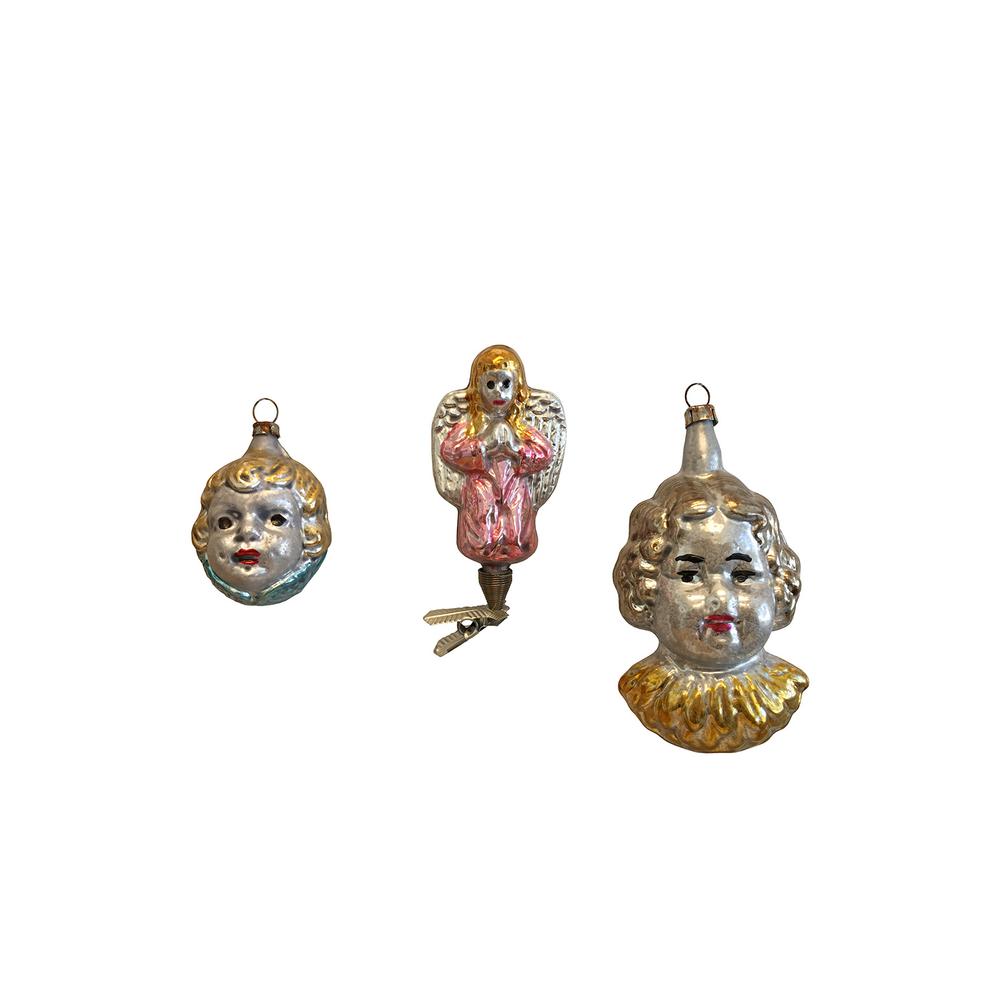 Nostalgie Ornament - Assorted Glass Angels - Set of 3 - 4.5"H x 2.5"W x 2.25"