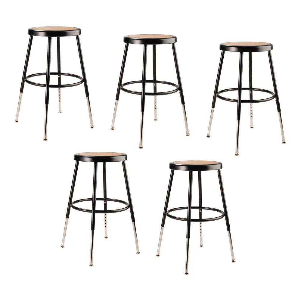 (5 Pack) NPS 19"-27" Height Adjustable Heavy Duty Steel Stool, Black