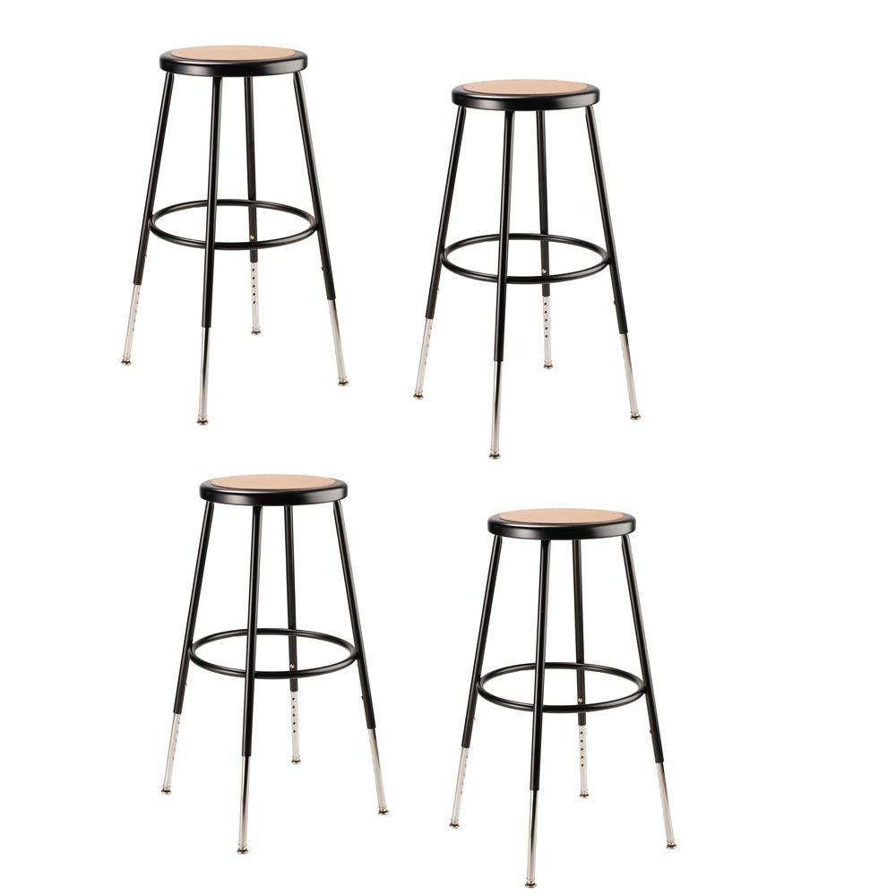 (4 Pack) NPS 25"-33" Height Adjustable Heavy Duty Steel Stool, Black