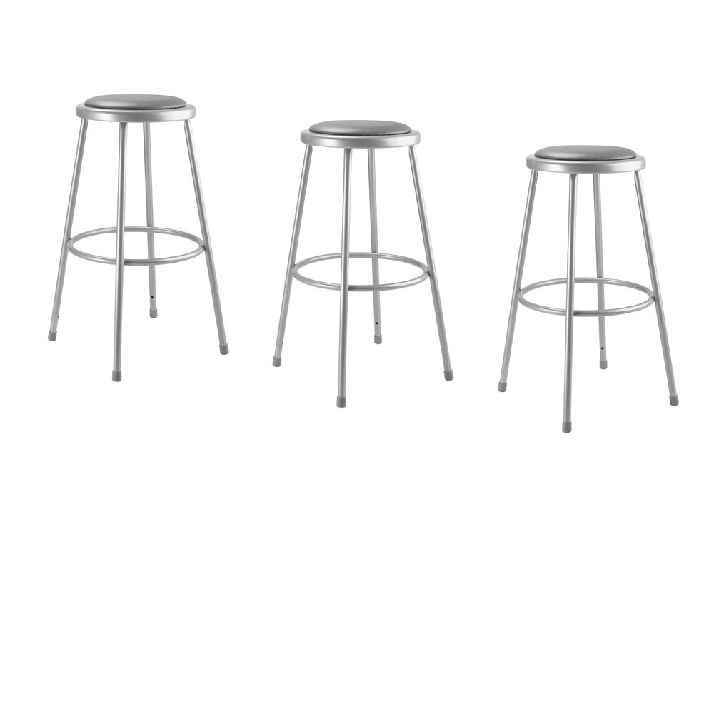 (3 Pack) NPS 30"Heavy Duty Vinyl Padded Steel Stool, Grey