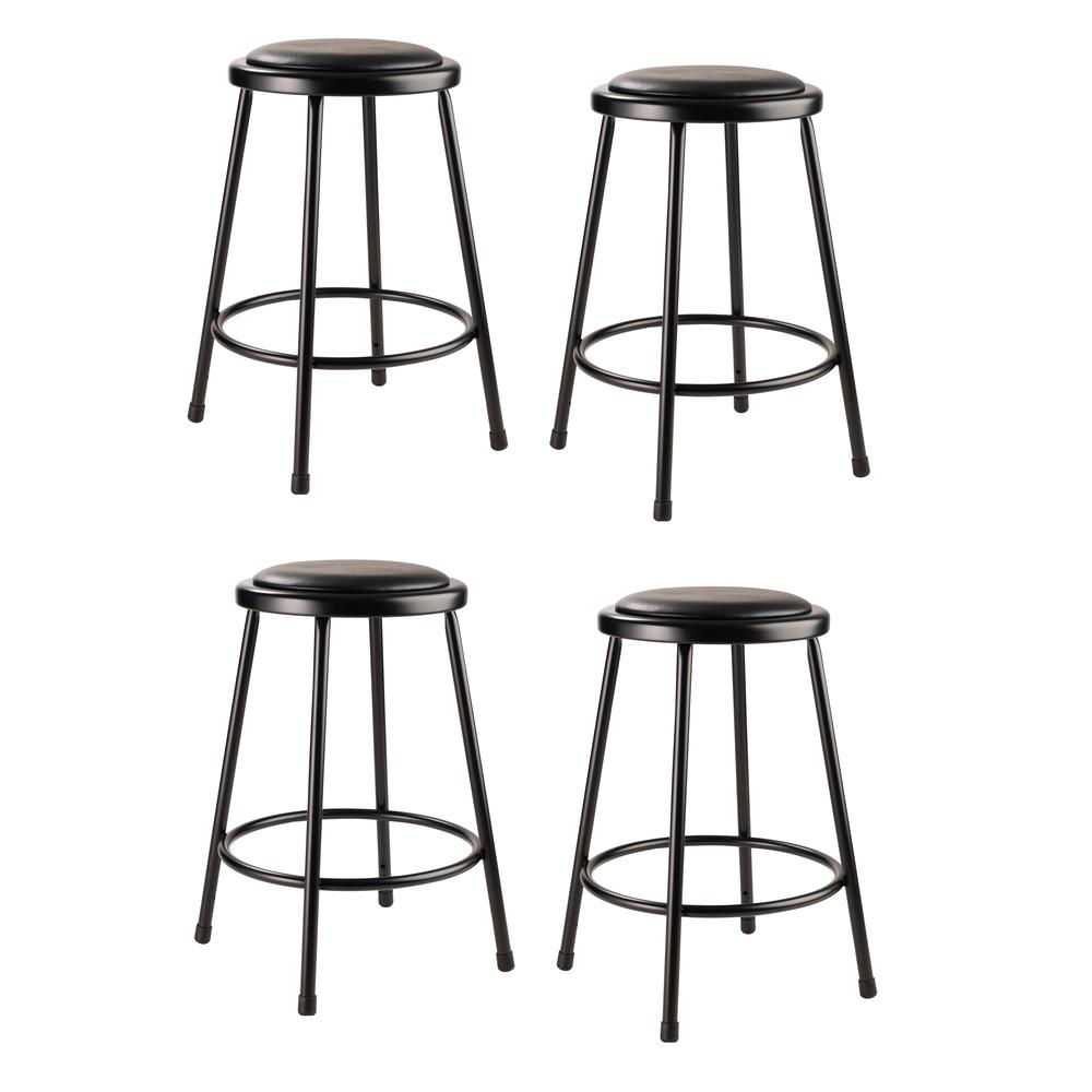 (4 Pack) NPS 24" Heavy Duty Vinyl Padded Steel Stool, Black