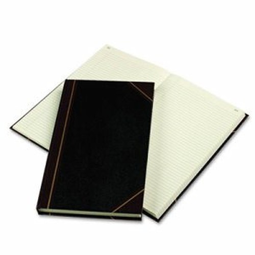 Rediform Texhide Cover Record Books with Margin - 300 Sheet(s) - Thread Sewn - 8.75" x 14.25" Sheet Size - Green Sheet(s) - Brow