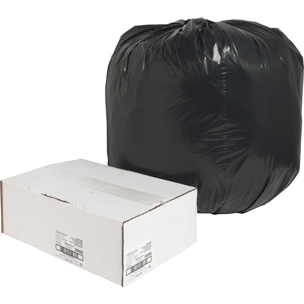 Nature Saver Black Low-density Recycled Can Liners - Large Size - 45 gal Capacity - 40" Width x 46" Length - 1.65 mil (42 Micron
