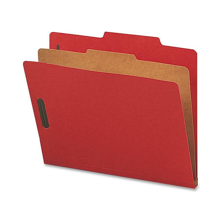 Nature Saver Letter Recycled Classification Folder - 8 1/2" x 11" - 2" Fastener Capacity for Folder - 1 Divider(s) - Bright Red 