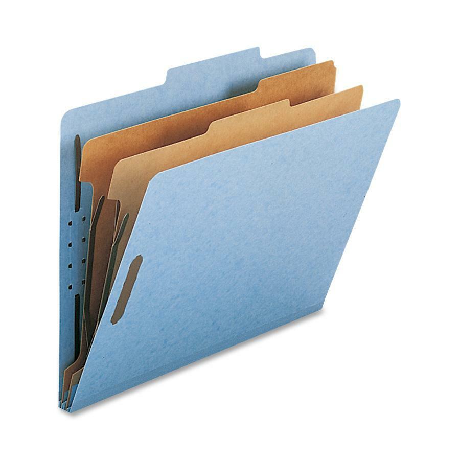 Nature Saver Letter Recycled Classification Folder - 8 1/2" x 11" - 2" Fastener Capacity for Folder - 2 Divider(s) - Blue - 100%