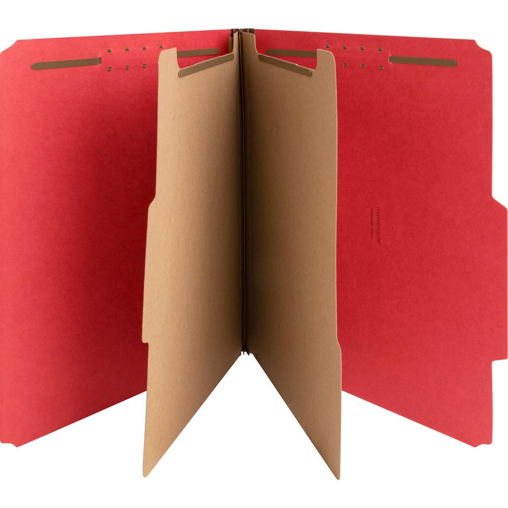 Nature Saver Letter Recycled Classification Folder - 8 1/2" x 11" - 2" Fastener Capacity for Folder - 2 Divider(s) - Red - 100% 
