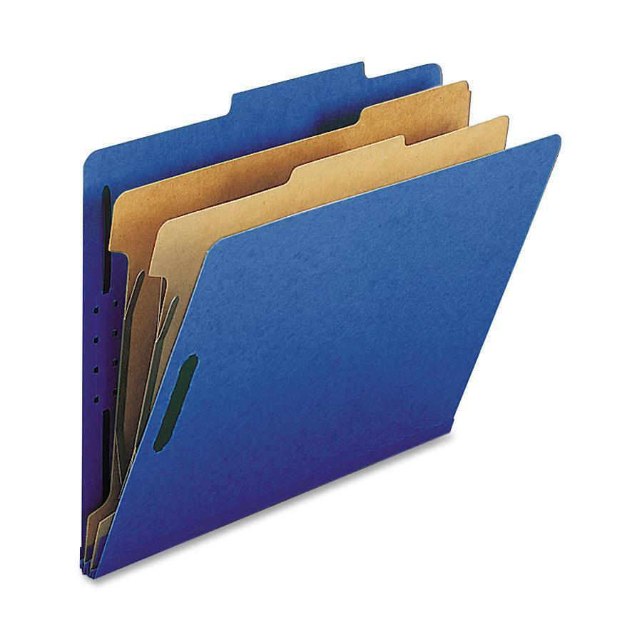 Nature Saver Letter Recycled Classification Folder - 8 1/2" x 11" - 2" Fastener Capacity for Folder - 2 Divider(s) - Dark Blue -