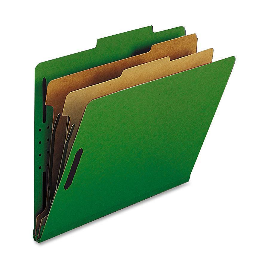 Nature Saver Letter Recycled Classification Folder - 8 1/2" x 11" - 2" Fastener Capacity for Folder - 2 Divider(s) - Green - 100