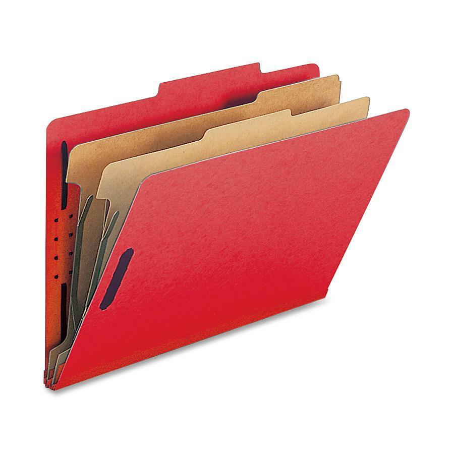 Nature Saver Legal Recycled Classification Folder - 8 1/2" x 14" - 2" Fastener Capacity for Folder - 2 Divider(s) - Bright Red -