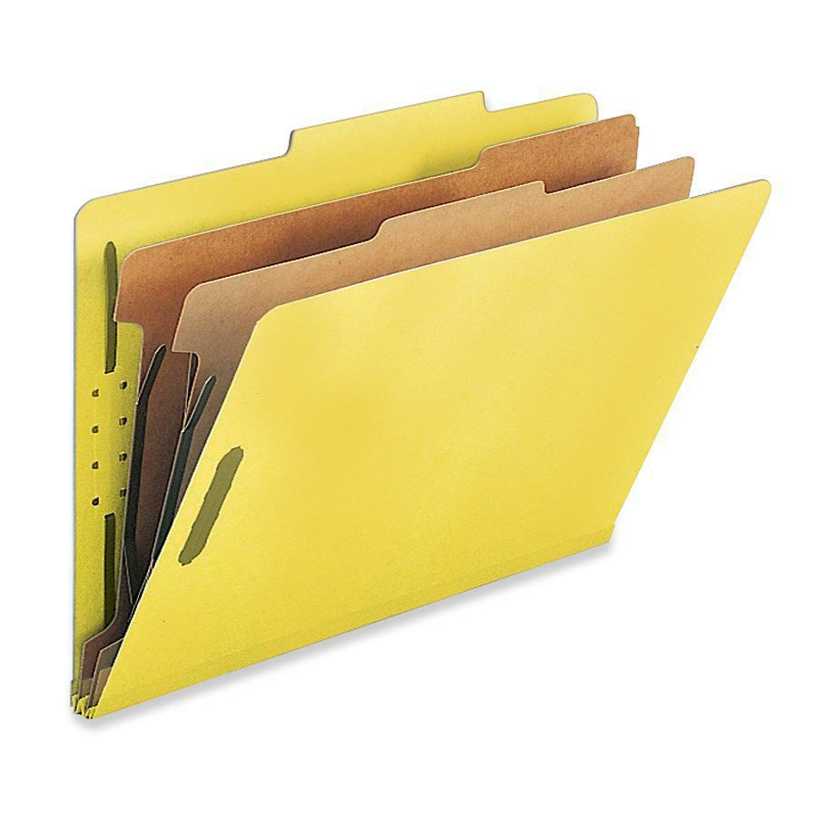 Nature Saver Legal Recycled Classification Folder - 8 1/2" x 14" - 2" Fastener Capacity for Folder - 2 Divider(s) - Yellow - 100