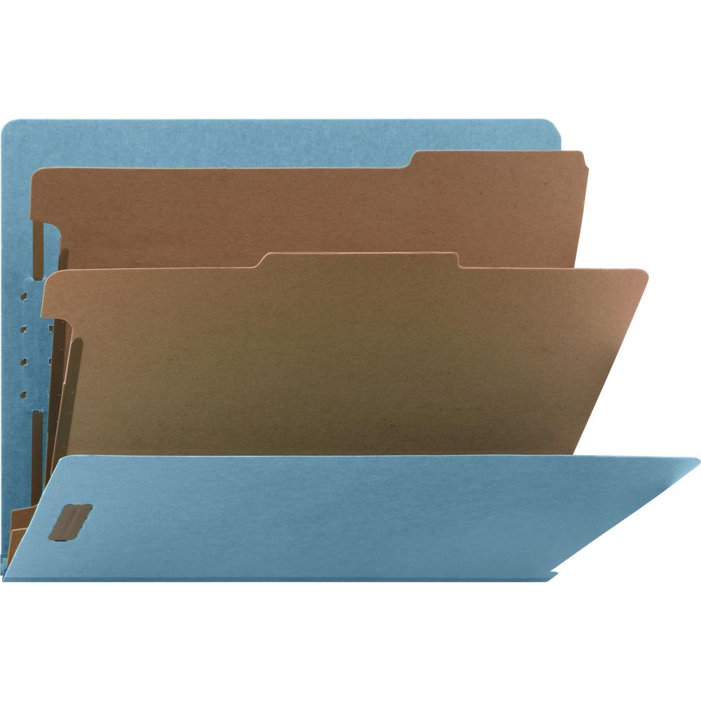 Nature Saver Letter Recycled Classification Folder - 8 1/2" x 11" - End Tab Location - 2 Divider(s) - Fiberboard - Blue - 100% R