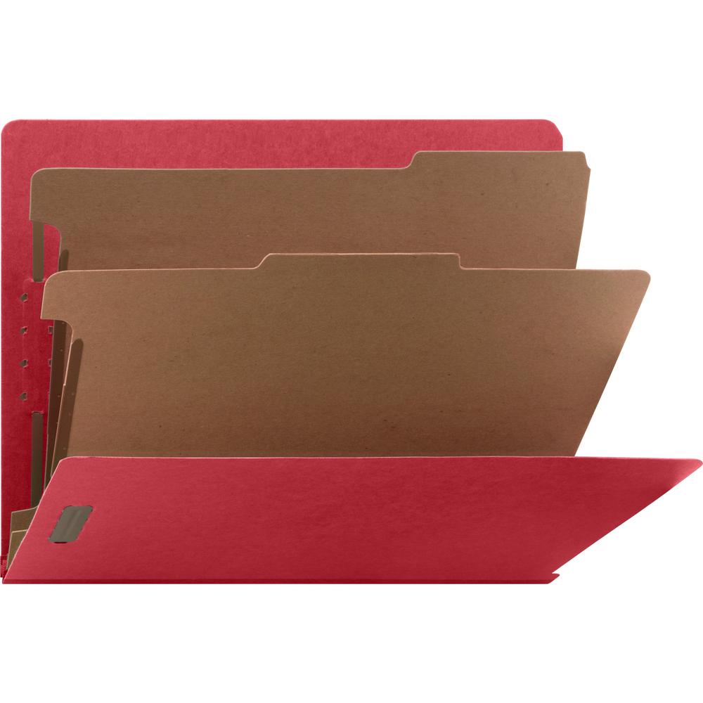 Nature Saver Letter Recycled Classification Folder - 8 1/2" x 11" - End Tab Location - 2 Divider(s) - Fiberboard - Bright Red - 