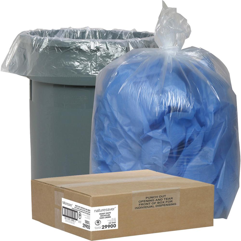 Nature Saver Recycled Trash Can Liners - Medium Size - 33 gal Capacity - 33" Width x 39" Length - 1.25 mil (32 Micron) Thickness