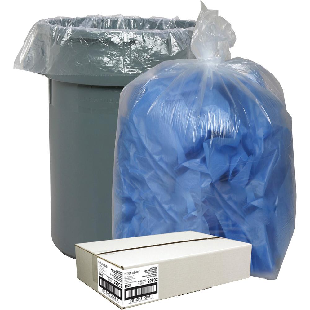 Nature Saver Recycled Trash Can Liners - Extra Large Size - 60 gal Capacity - 38" Width x 58" Length - 1.50 mil (38 Micron) Thic
