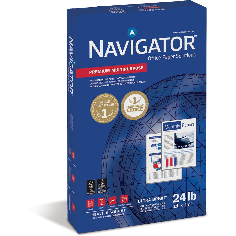 Navigator Platinum Superior Productivity Multipurpose Paper - Silky Touch - Bright White - 99 Brightness - 96% Opacity - Tabloid