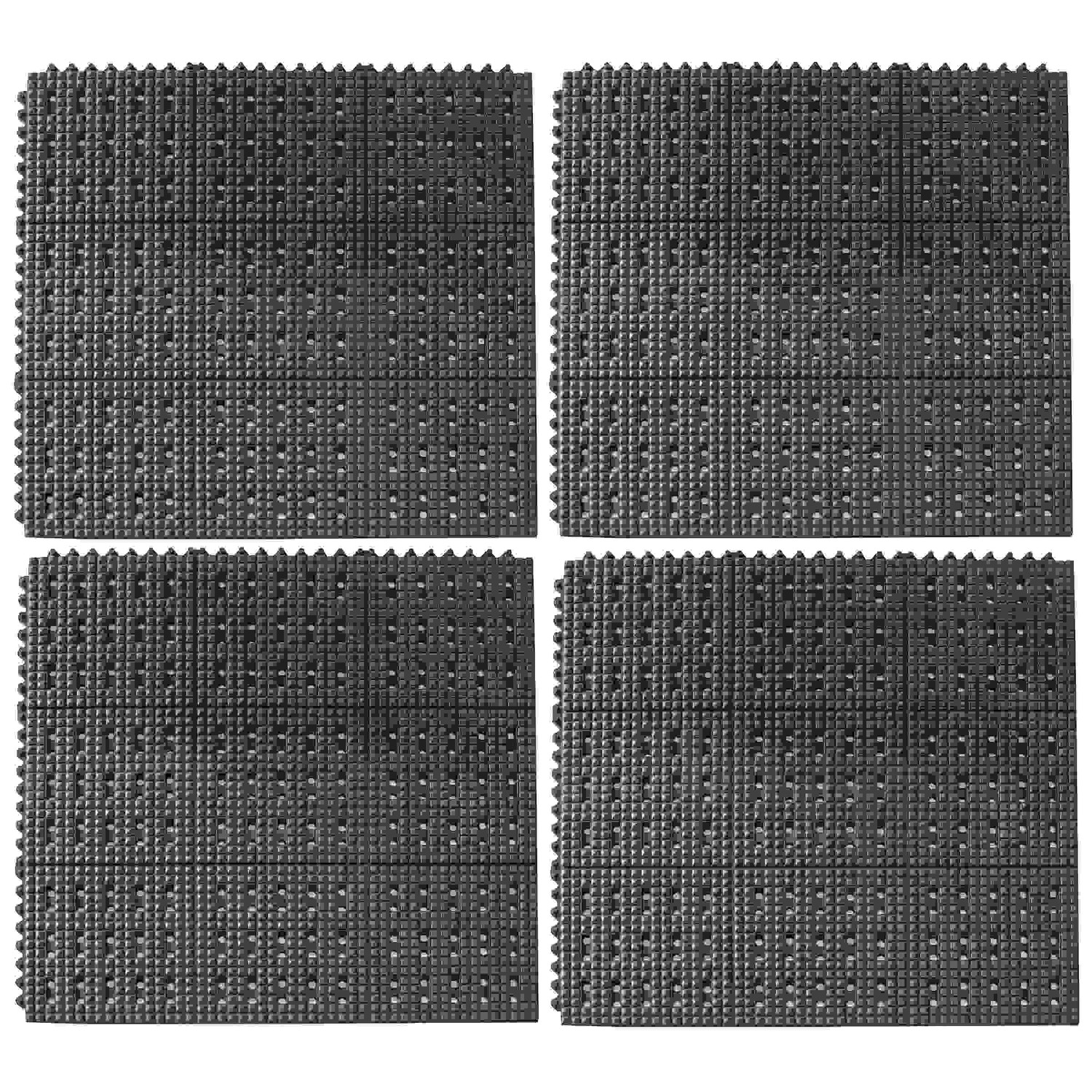 3 x 3 Foot Anti-Fatigue Interlocking Rubber Mats - 4 Pack