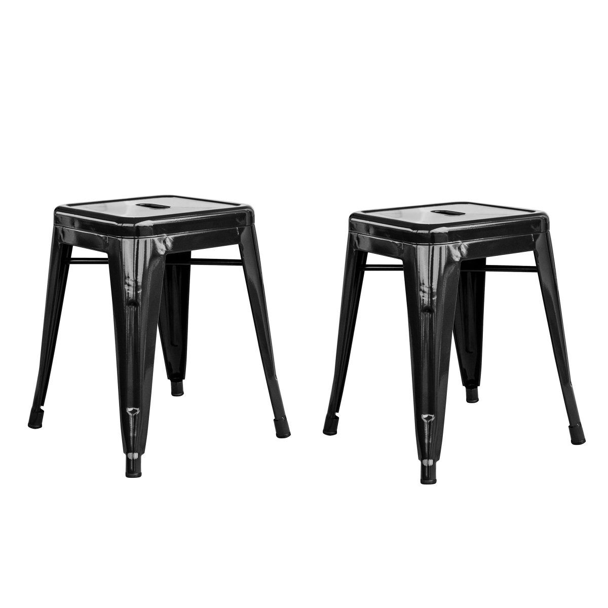 Loft Black 18 Inch Metal Bar Stool - 2 Piece