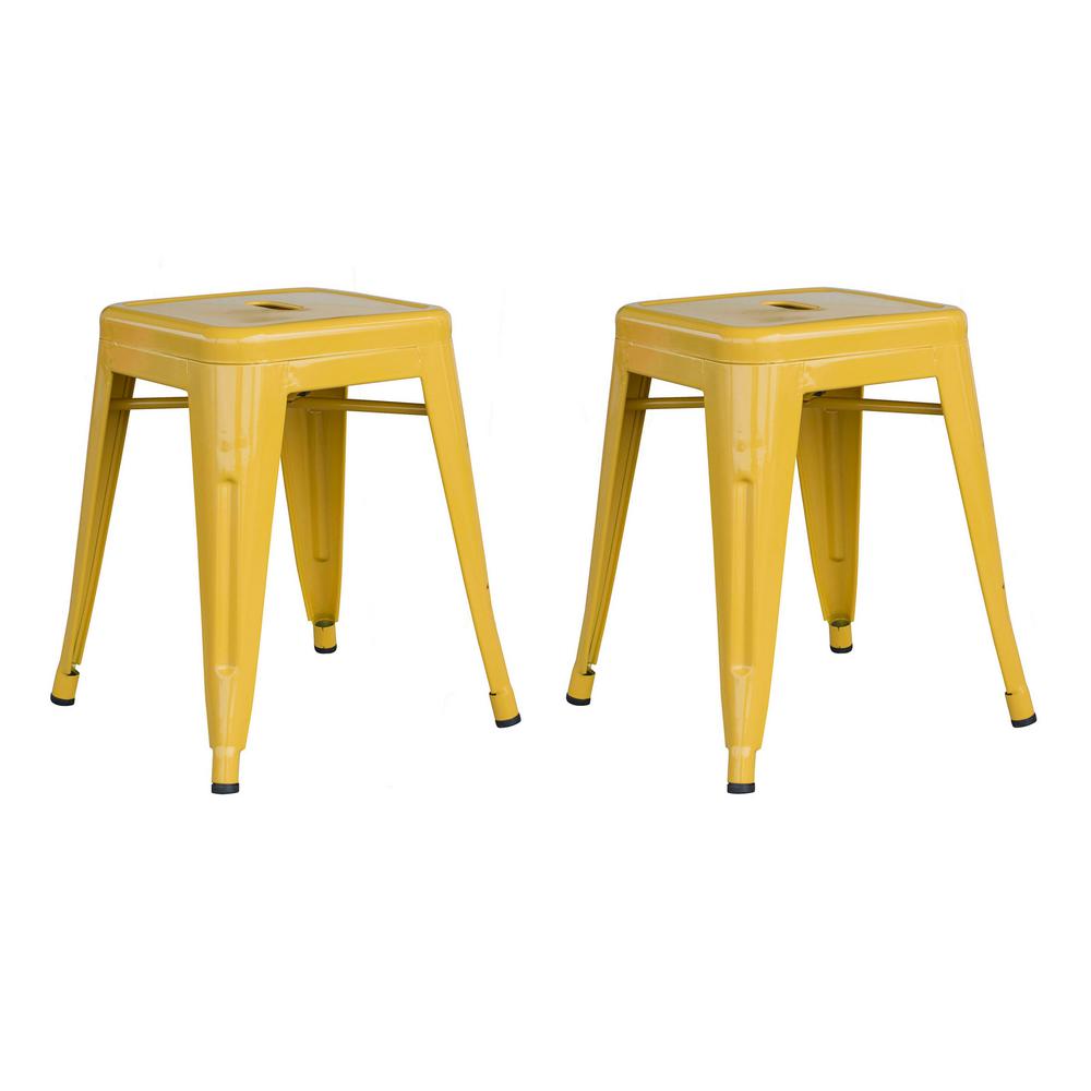 Loft Gold 18 Inch Metal Bar Stool - 2 Piece