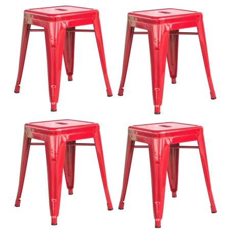 Loft Red 18 Inch Metal Bar Stool - 4 Piece