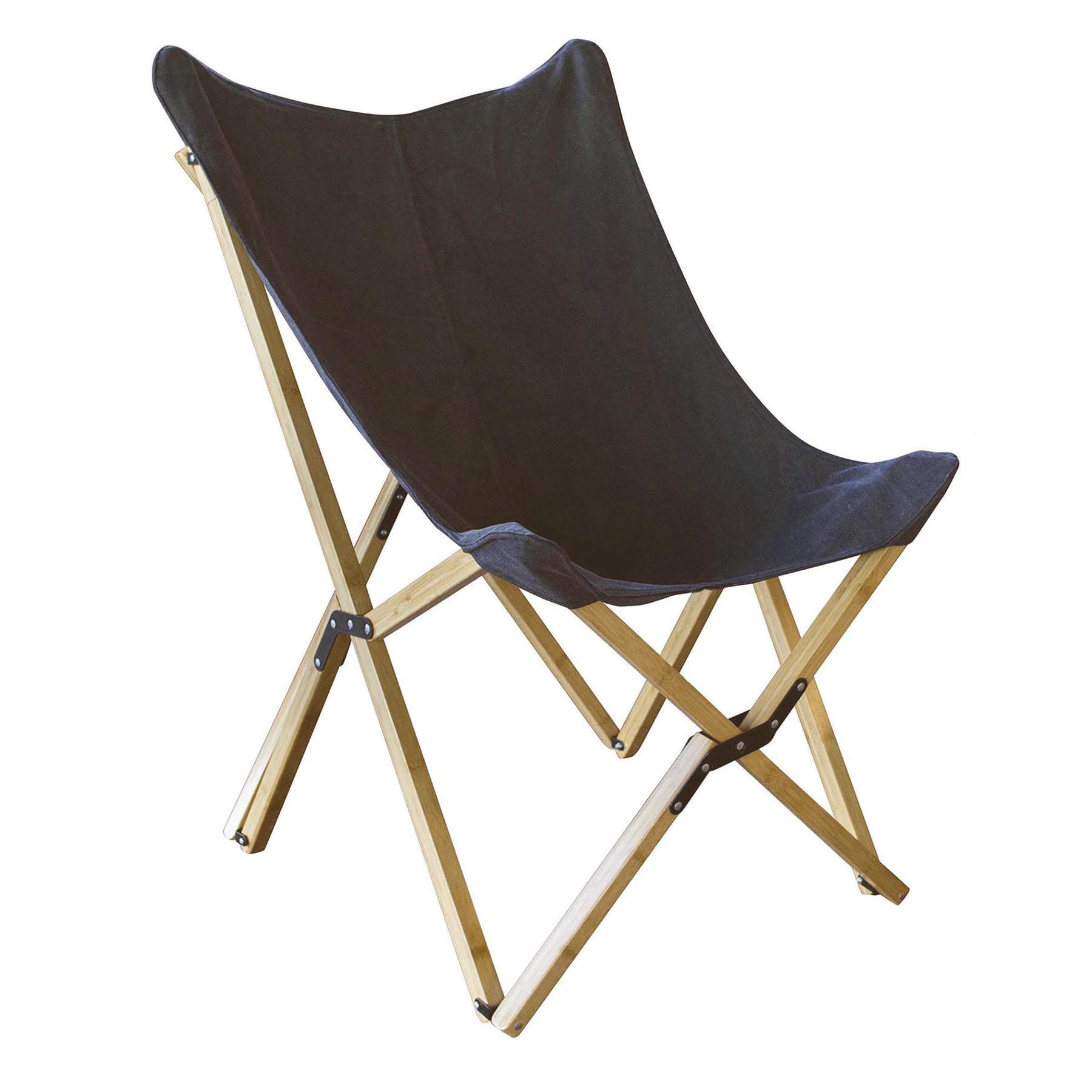 Canvas and Bamboo Butterfly Chair - Black