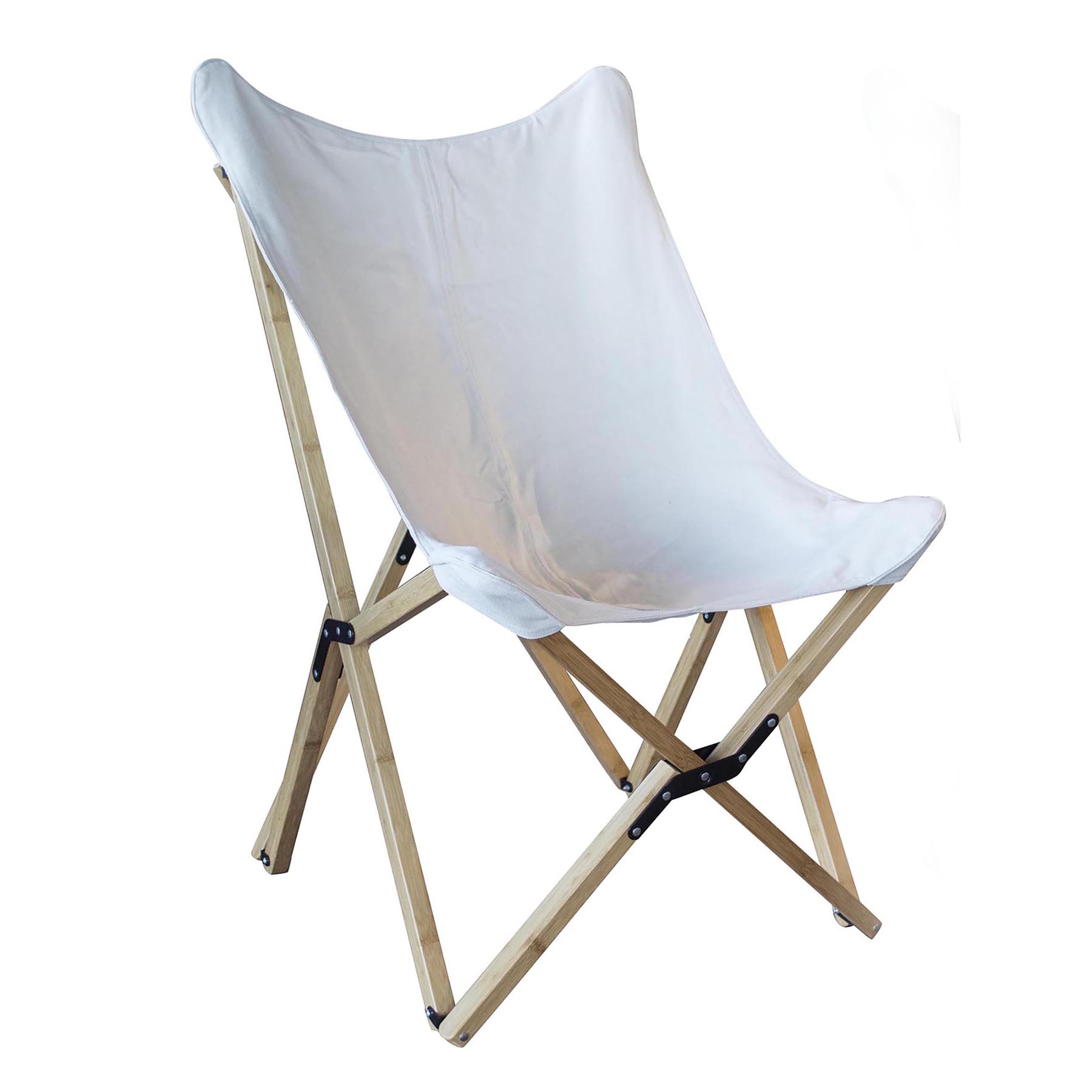 Canvas and Bamboo Butterfly Chair - White