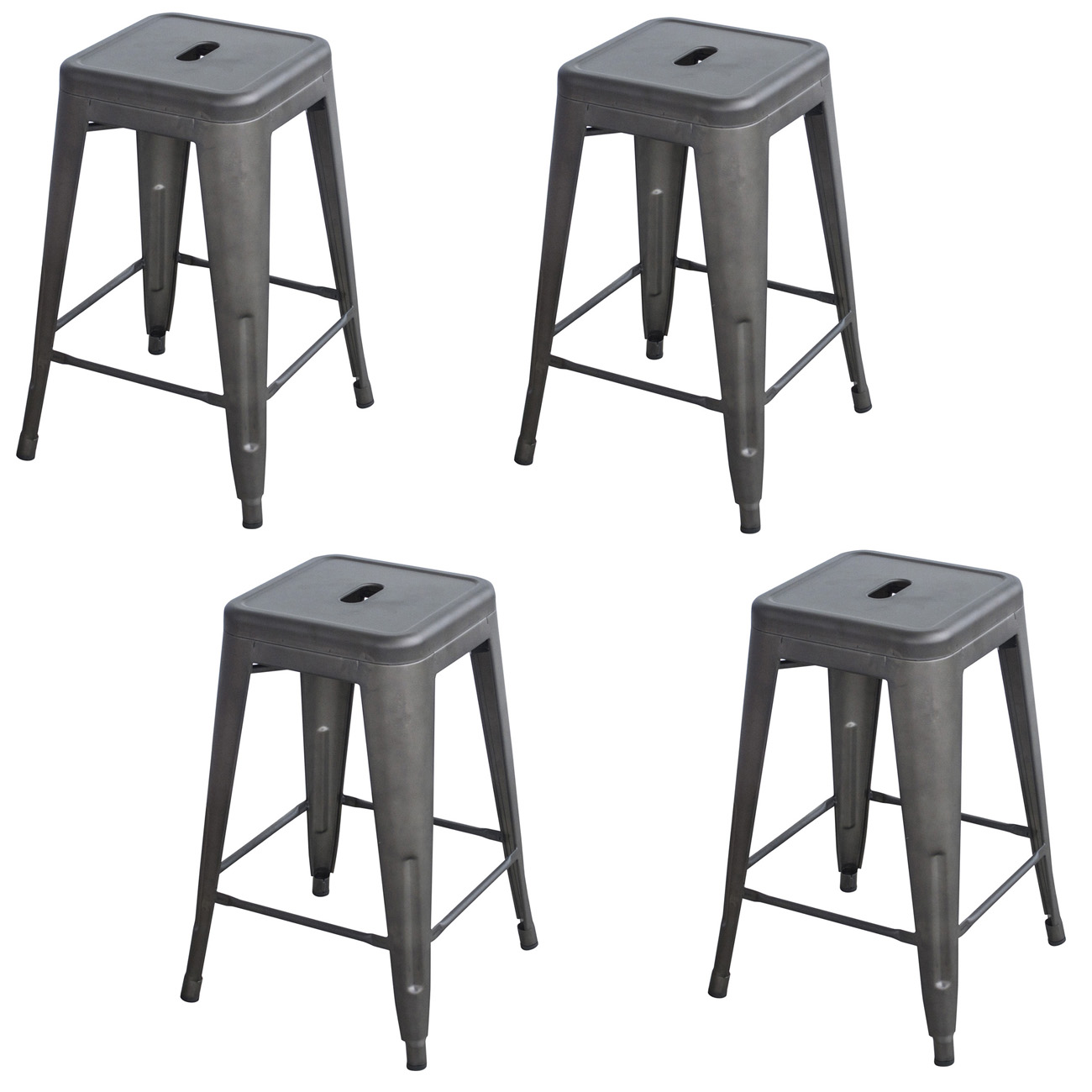 Rustic Gunmetal 24 in. Metal Bar Stool - 4 Piece