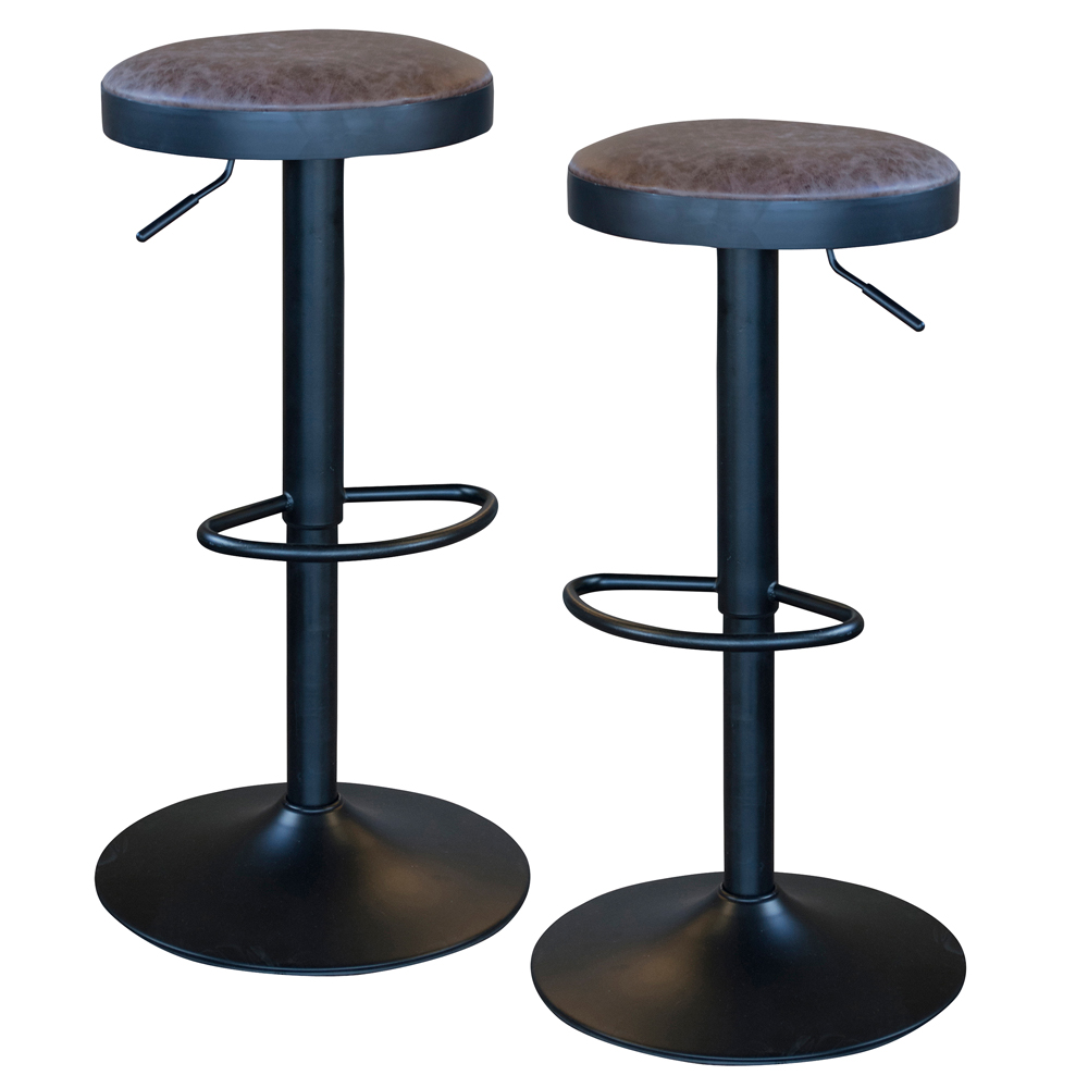 Classic Brown Faux Leather Bar Stool Set