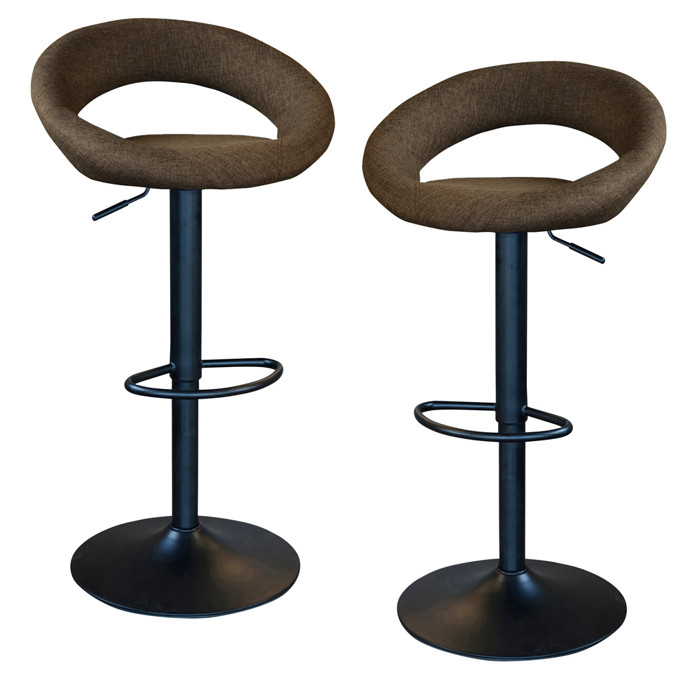 Classic Relaxed Charcoal Gray Fabric Bar Stool Set