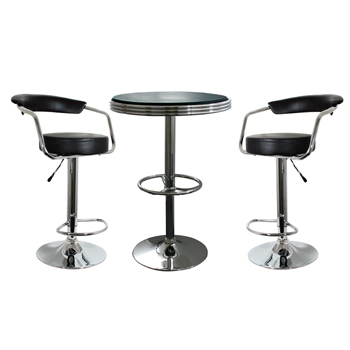 AmeriHome 3 Piece Soda Fountain Style Bar Set - Black