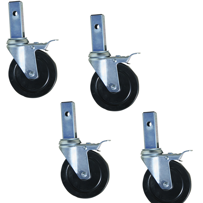 Pro-Series Heavy-Duty 5 Inch Hard Rubber Locking Caster- Set of 4